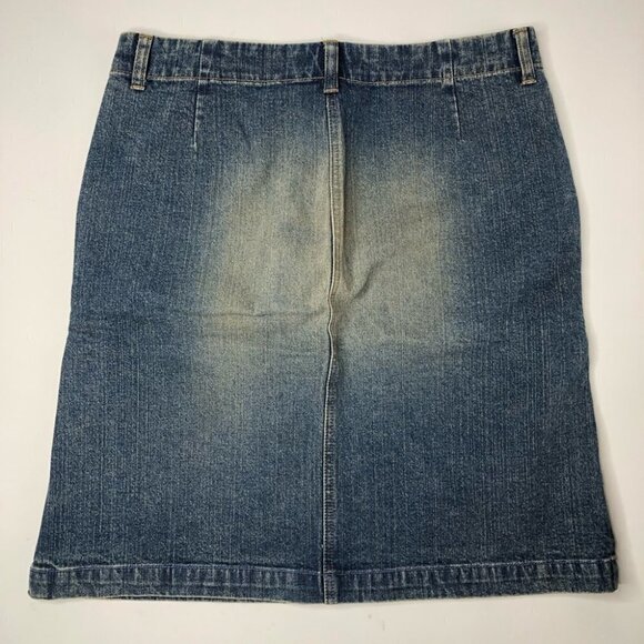 American Eagle Medium Washed Distressed Pockets Denim Slits Jean Skirt SIZE 4 - Picture 3 of 12
